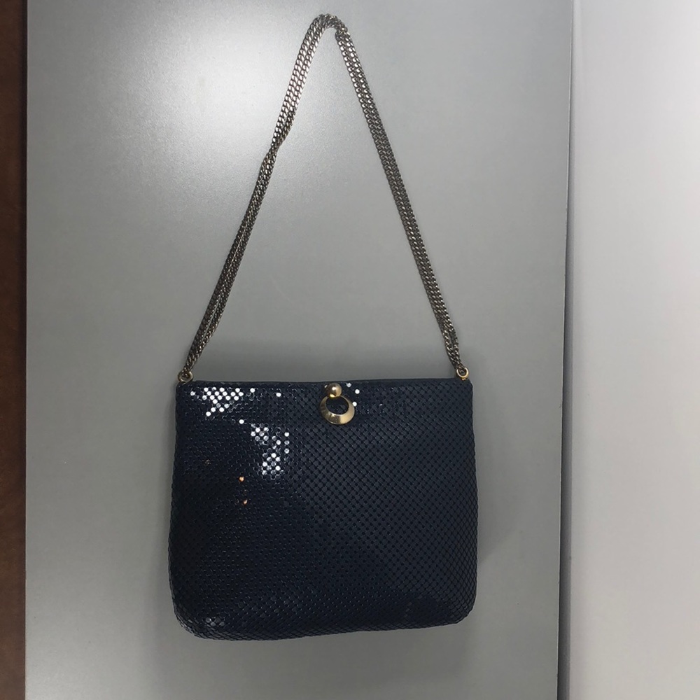 RARE VtG Whiting & Davis Navy Blue Purse Clutch - Picture 6 of 8